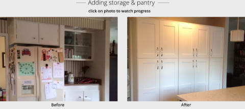 ______  Adding storage & pantry  _______ click on photo to watch progress